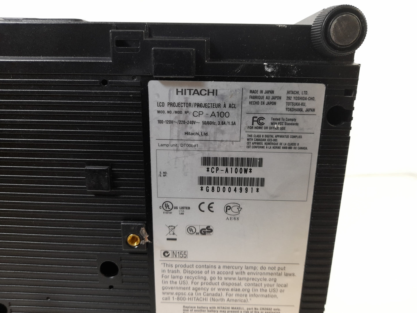 Hitachi CP-A100 Ultra Short Throw 3LCD Projector - 365 Lamp Hours