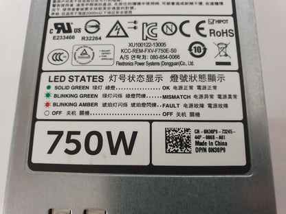 Dell PowerEdge R620 R720 750W Server Power Supply Unit 0N30P9 N30P9