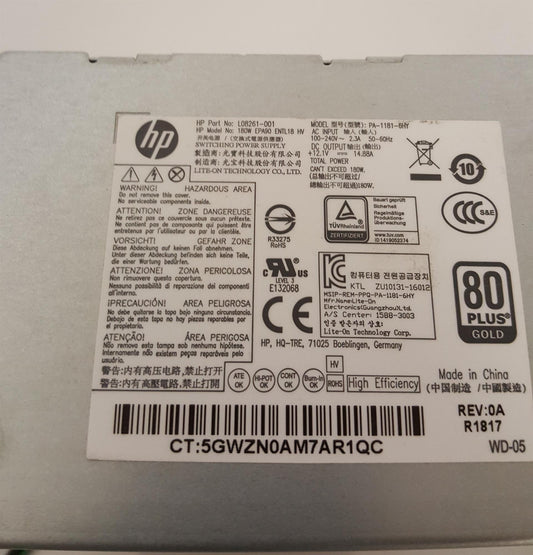 HP Slimline 590 180W Power Supply Unit L08261-001 PA-1181-6HY