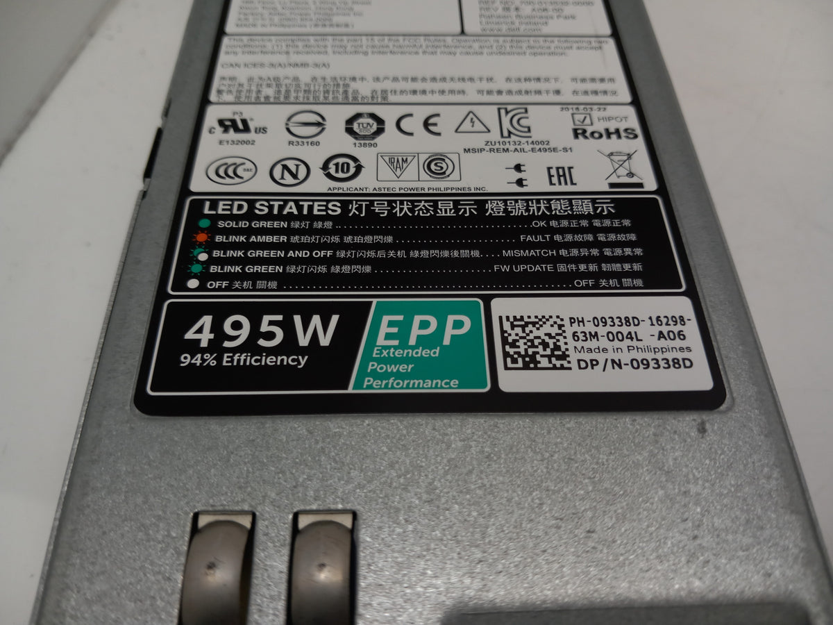 Dell PowerEdge T330 495W Server Power Supply Unit 09338D 9338D