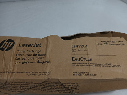 HP CF411XR LaserJet Toner Cartridge Cyan- Damaged Packaging