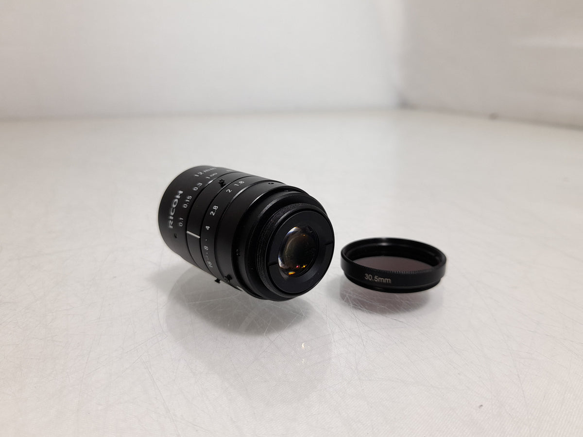 Ricoh FL-CC1218-5MX 2/3" 12mm F1.8 Manual Iris C-Mount Lens, Low Distortion, High Contrast, 5 Megapixel Rated