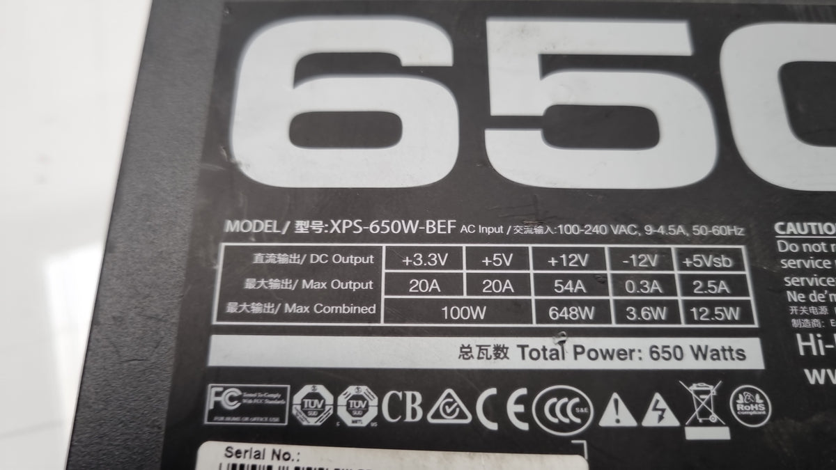 XFX XPS-650W-3XB 650W Desktop PSU ATX Power Supply Unit