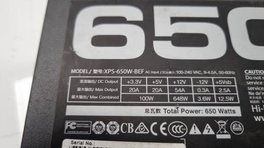 XFX XPS-650W-3XB 650W Desktop PSU ATX Power Supply Unit