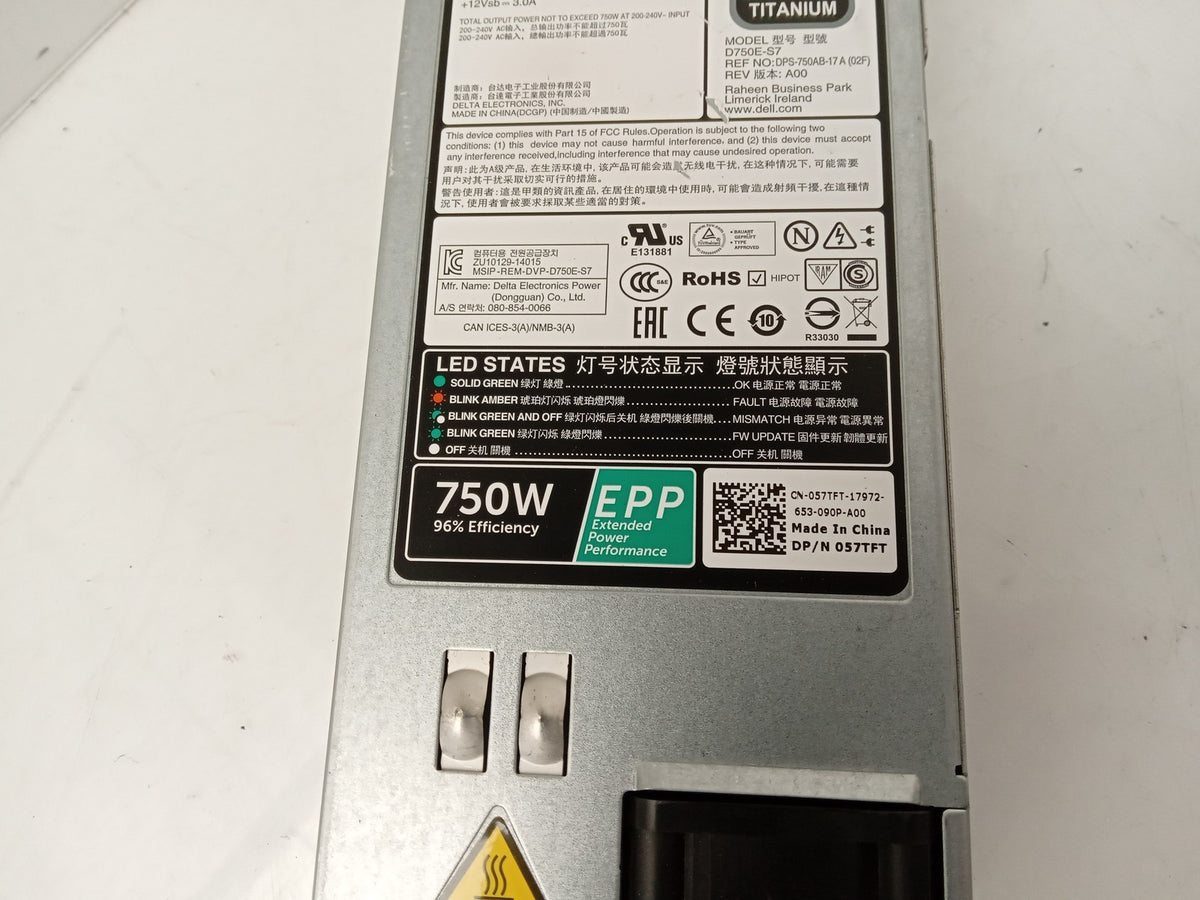 Dell PowerEdge R740 750W Server Power Supply Unit 057TFT 57TFT