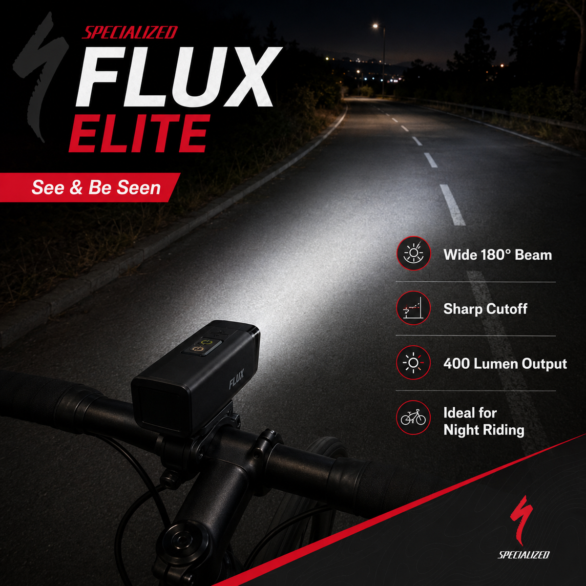 Specalized FLUX ELITE LED USB Rechargeable Cycling Headlight 400 Lumens