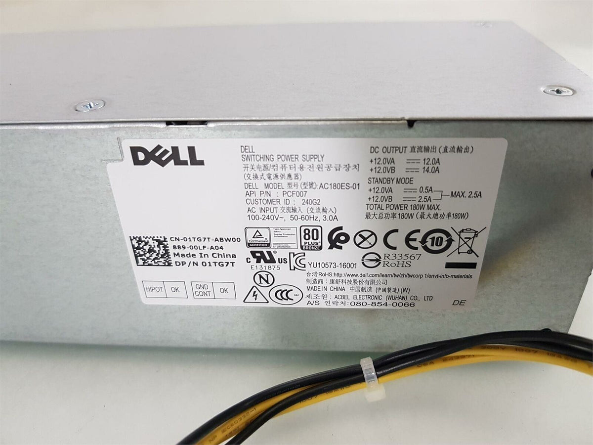 Dell Optiplex 3040 5040 7040 SFF 180W Power Supply Unit 01TG7T 1TG7T