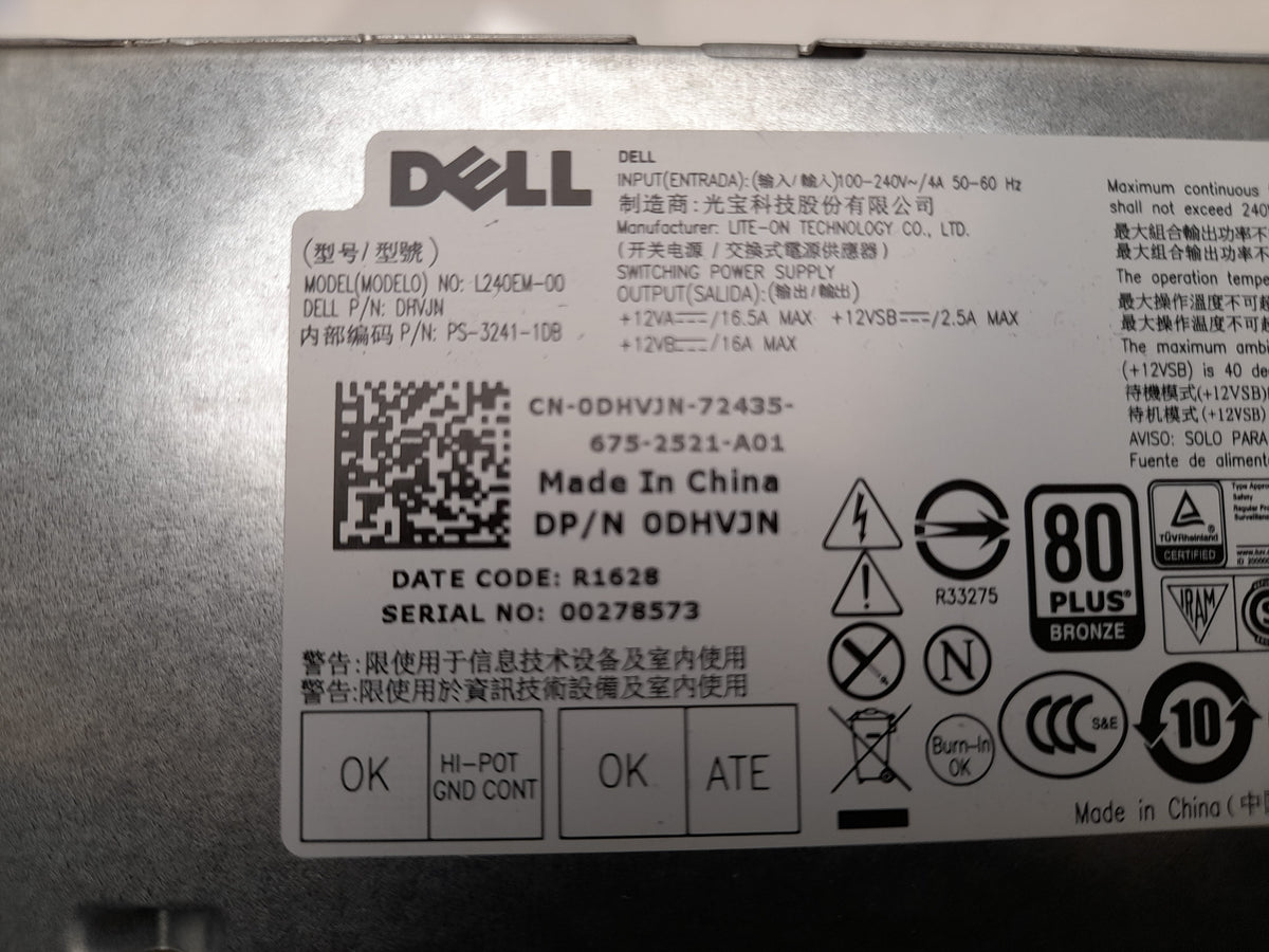 Dell OptiPlex 3040 5040 SFF 240W Power Supply Unit 0DHVJN DHVJN