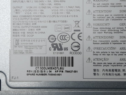 HP Z230 Tower 400W PSU Power Supply Unit 704427-001 705045-001