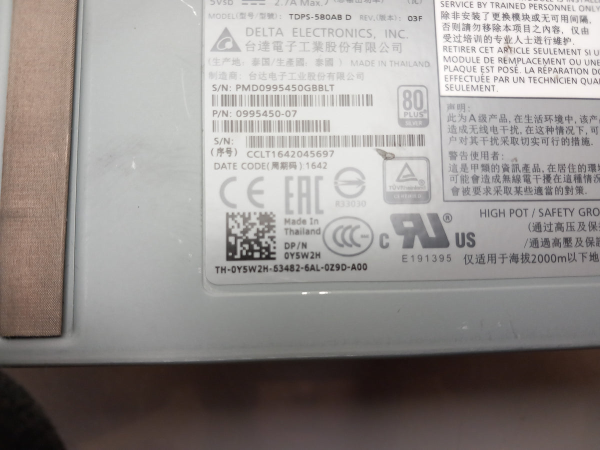 Dell 0Y5W2H 580W Server Power Supply Unit TDPS-580AB D