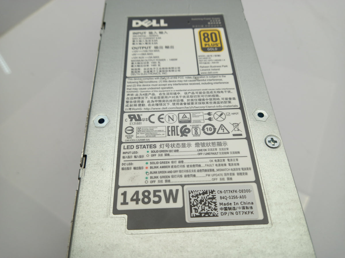 Dell EMC SCV3000 1485W Server/Array HotSwap Power Supply Unit 0T7KFK T7KFK
