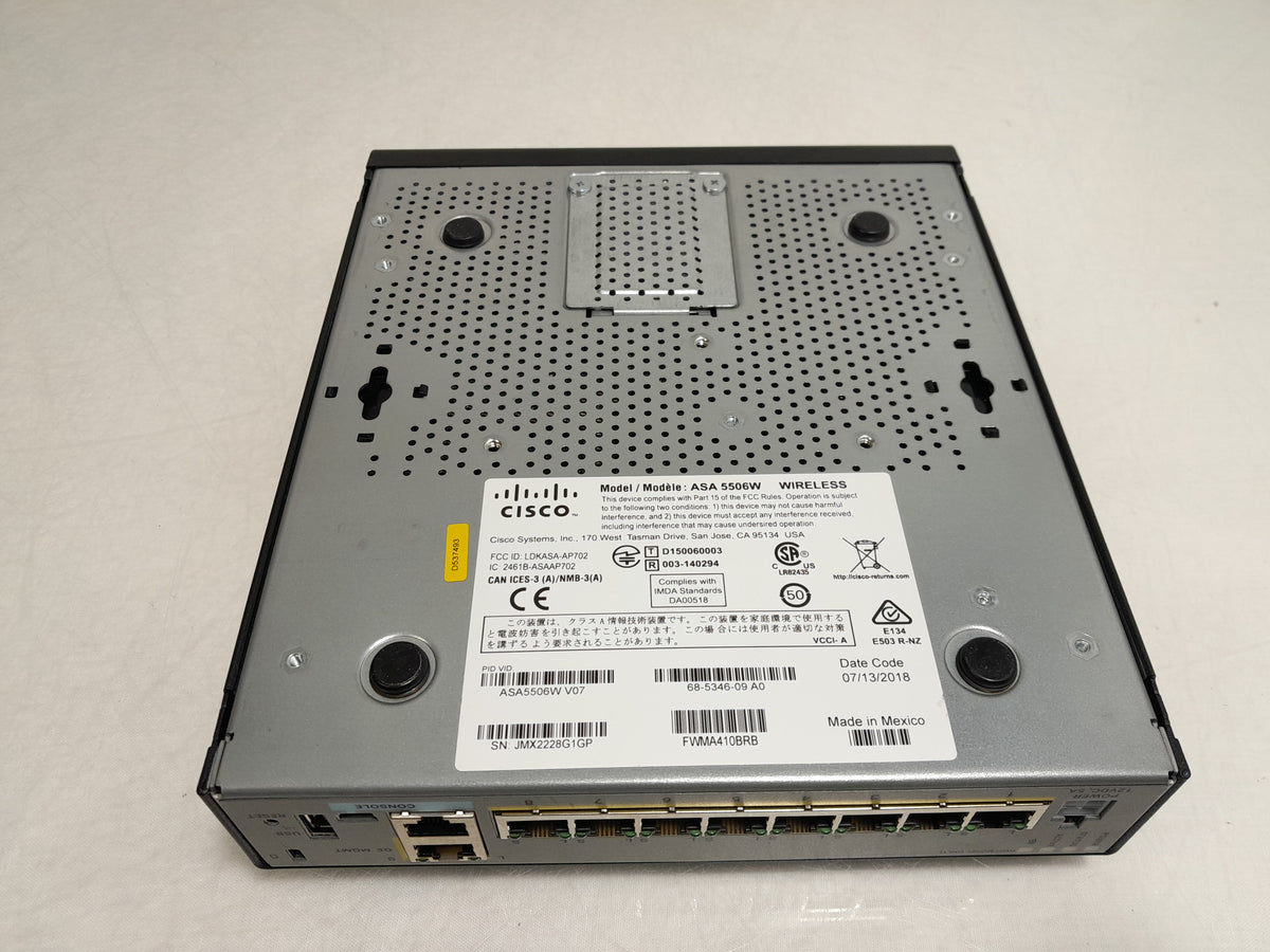 Cisco ASA 5506W-X V07 Wireless Next-Gen Firewall - K8 - 8-Port GE