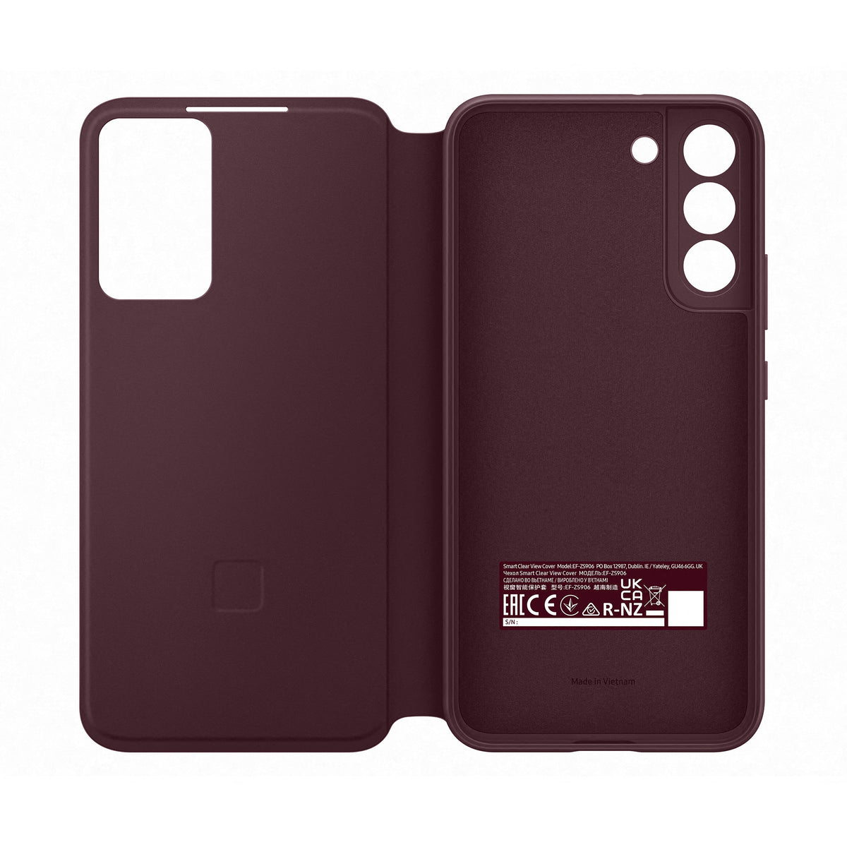 Samsung EF-ZS906 Burgundy Smart Clear View Cover Antimicrobial Coating Galaxy S22+