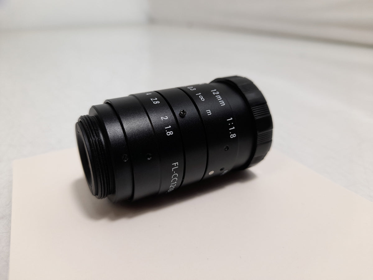 Ricoh FL-CC1218-5MX 2/3" 12mm F1.8 Manual Iris C-Mount Lens, Low Distortion, High Contrast, 5 Megapixel Rated