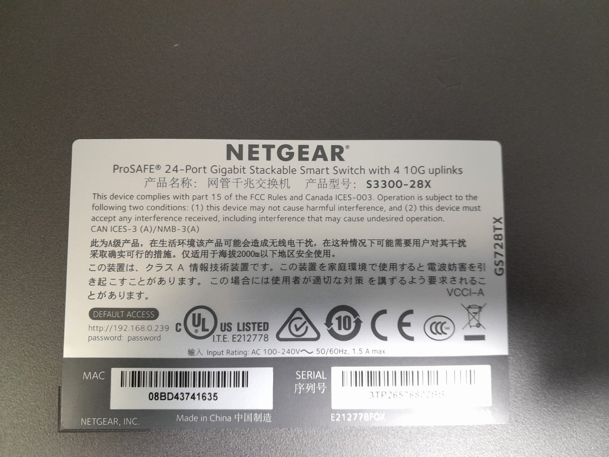 NETGEAR ProSAFE GS728TX 28-Port Gigabit Stackable Smart Managed Switch with 4 10G Ports