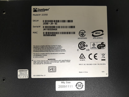 Juniper Networks J2350-JB-SC J-Series Modular Services Router (Inc. 1x ADSL PIM)