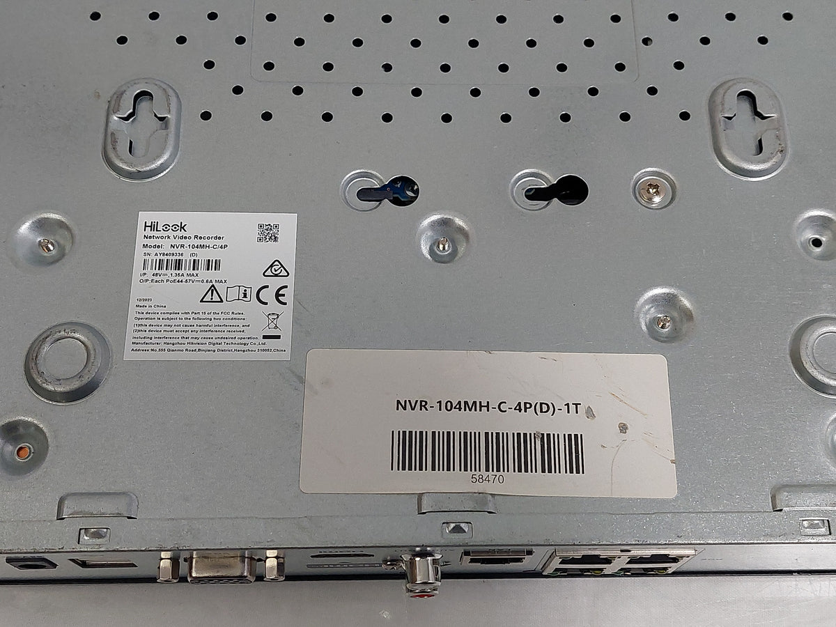 HiLook Hikvision NVR-104MH-C/4P 4CH PoE 4K 8MP Network Video Recorder