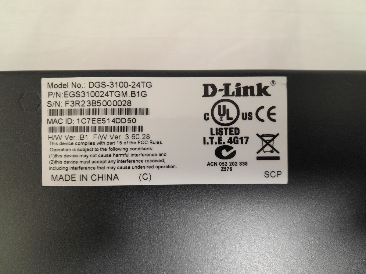 D-Link DGS-3100-24TG 24-Port L2 Managed Gigabit Stackable Switch