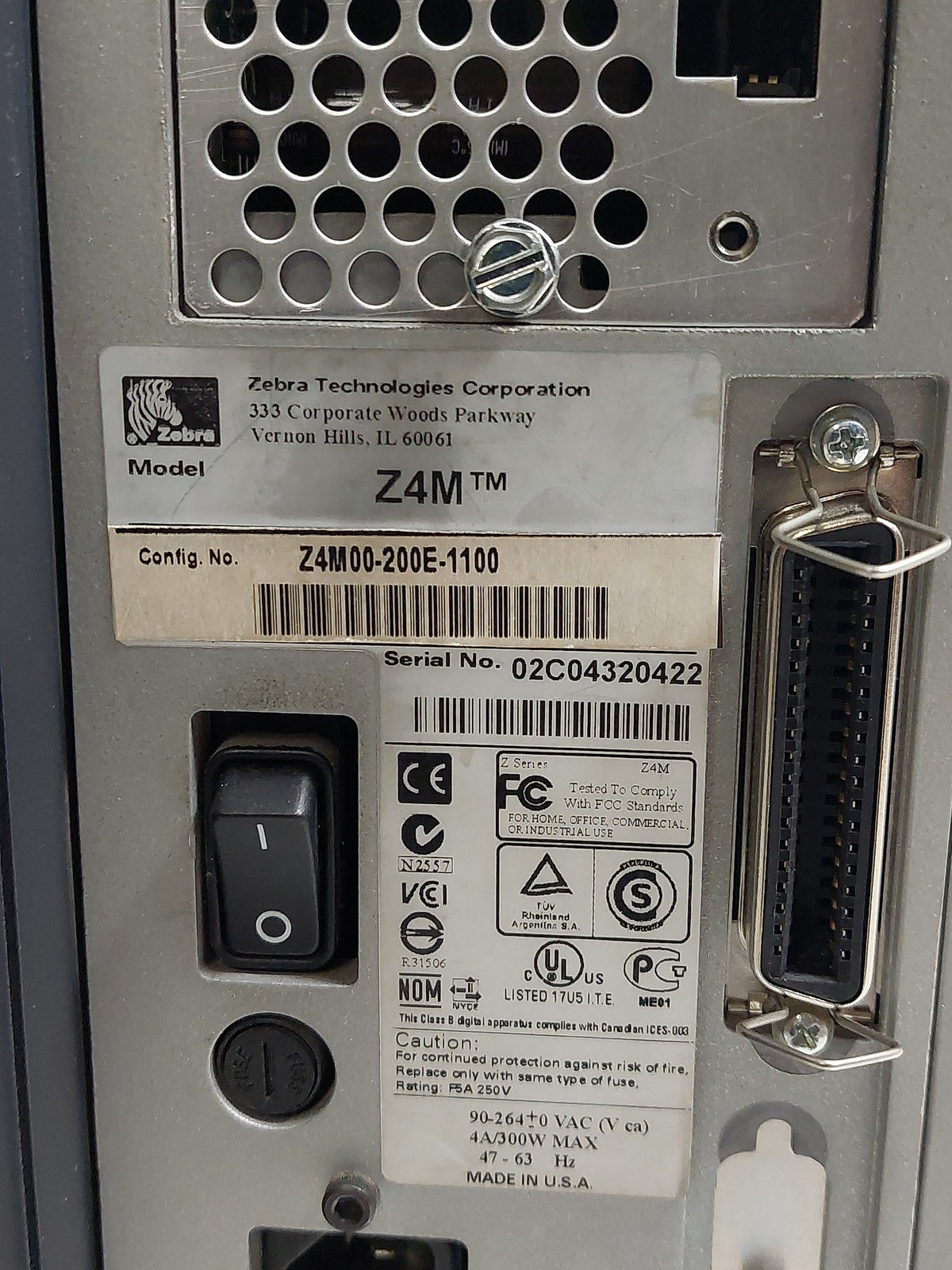 Zebra Z4M Plus 203dpi Industrial Thermal Transfer Barcode Label Printer