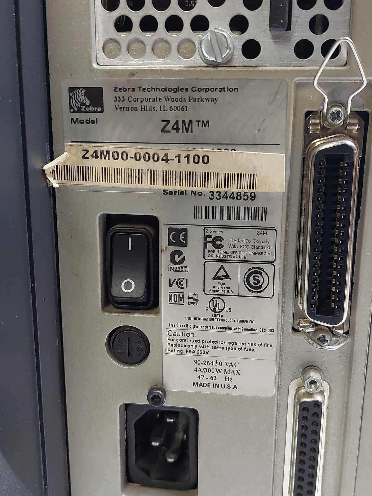 Zebra Z4M 203dpi Industrial Thermal Transfer Barcode Label Printer Serial