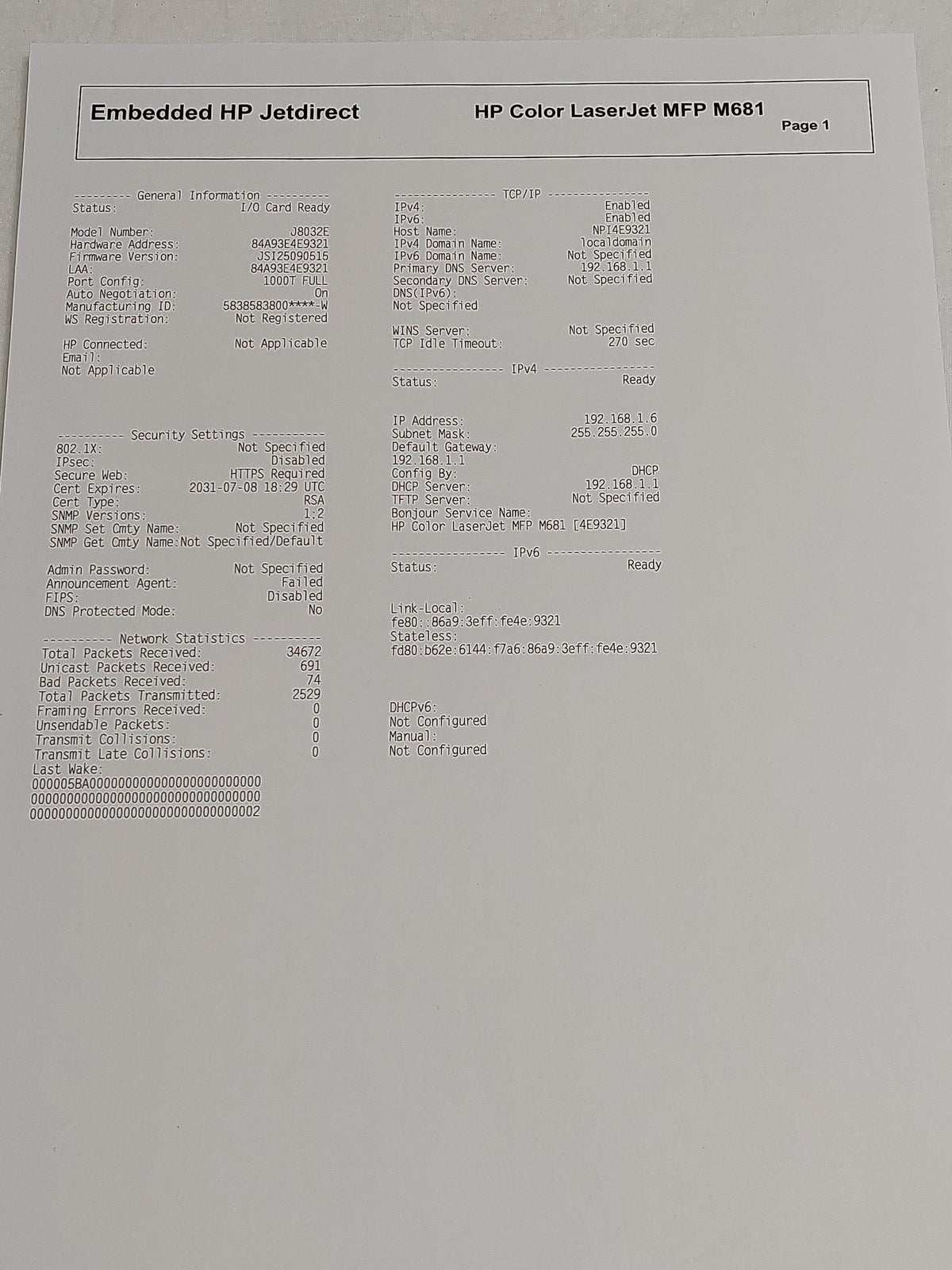 HP Colour LaserJet Enterprise MFP M681 J8A10A