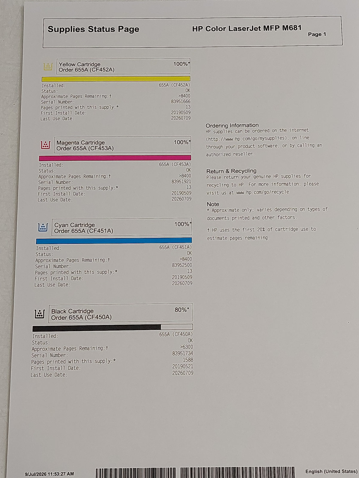 HP Colour LaserJet Enterprise MFP M681 J8A10A