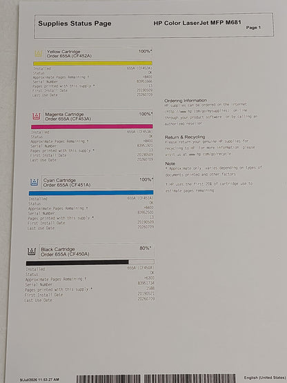 HP Colour LaserJet Enterprise MFP M681 J8A10A