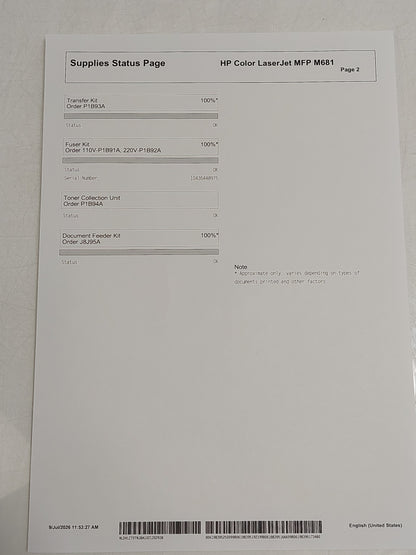 HP Colour LaserJet Enterprise MFP M681 J8A10A