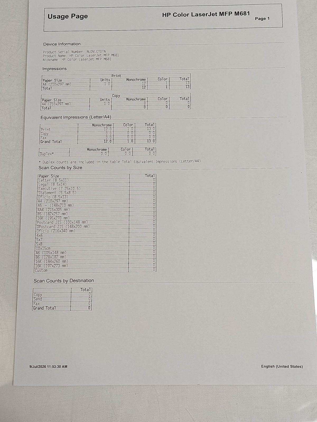 HP Colour LaserJet Enterprise MFP M681 J8A10A
