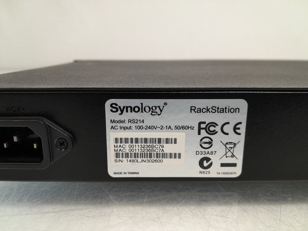 Synology RackStation RS214 2-Bay Rackmount NAS Server - No HDD