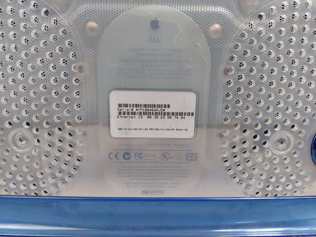 Apple iMac G3 M5521 Indigo FireWire 1024 x 768 Computer - 256MB RAM - No HDD