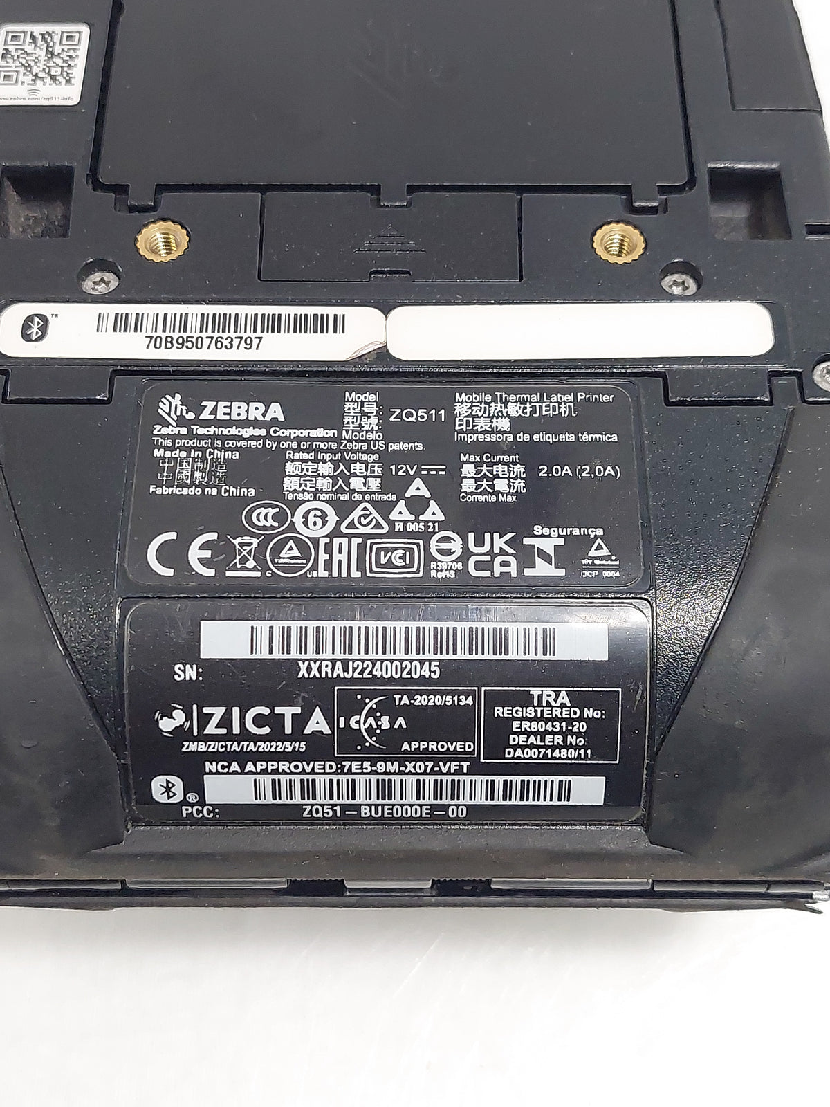 Zebra ZQ511 3" Rugged Mobile Printer - Missing Port Cover