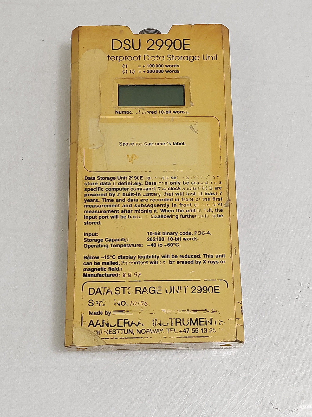 Aanderaa Data Storage Unit 2990E - Chipped Missing Plastic & Missing Port Cover