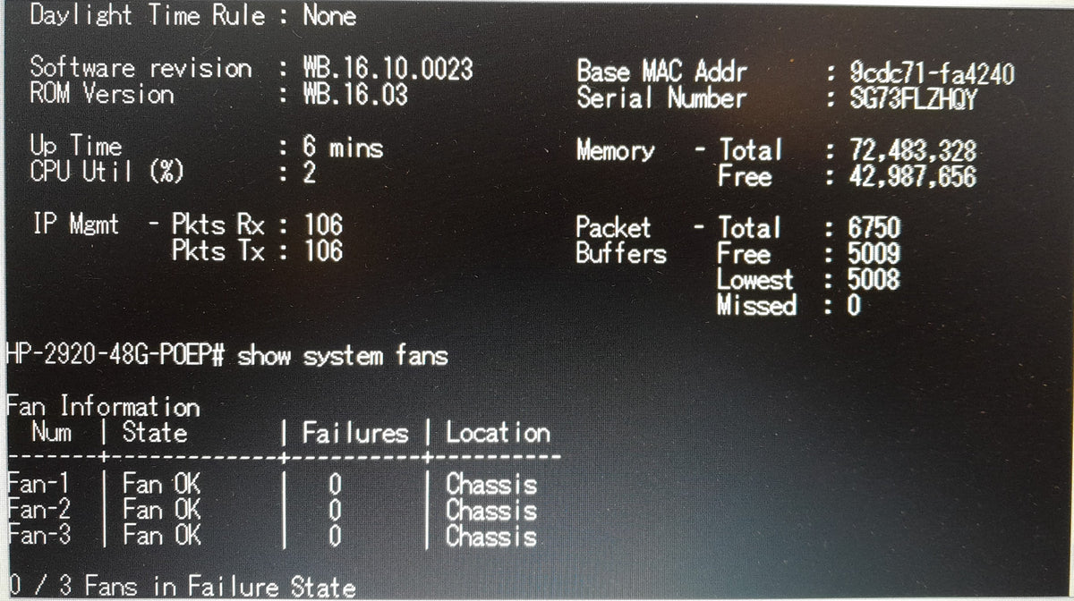 HPE Aruba 2920-48G-PoE+ Managed Layer 3 Switch (J9729A) | Regulatory Model: RSVLC-1201B