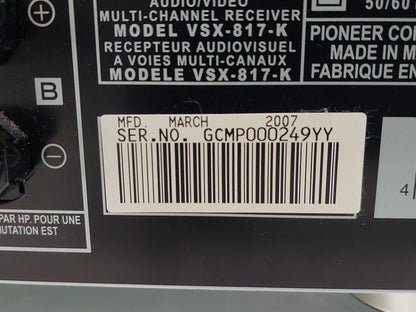 Pioneer VSX-817-K 7.1-Channel Audio/Video Multi-Channel Receiver