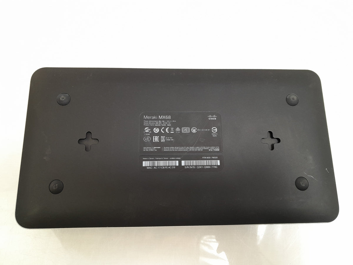 Cisco Meraki MX68Cloud‑Managed Security Firewall & SD‑WAN Appliance (MX68‑HW)