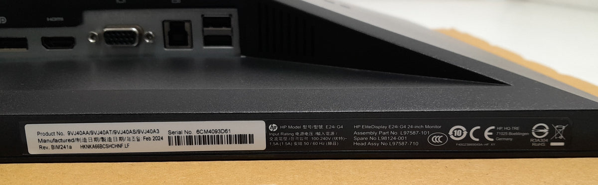 HP E24i G4 24" WUXGA IPS LED Business Monitor 