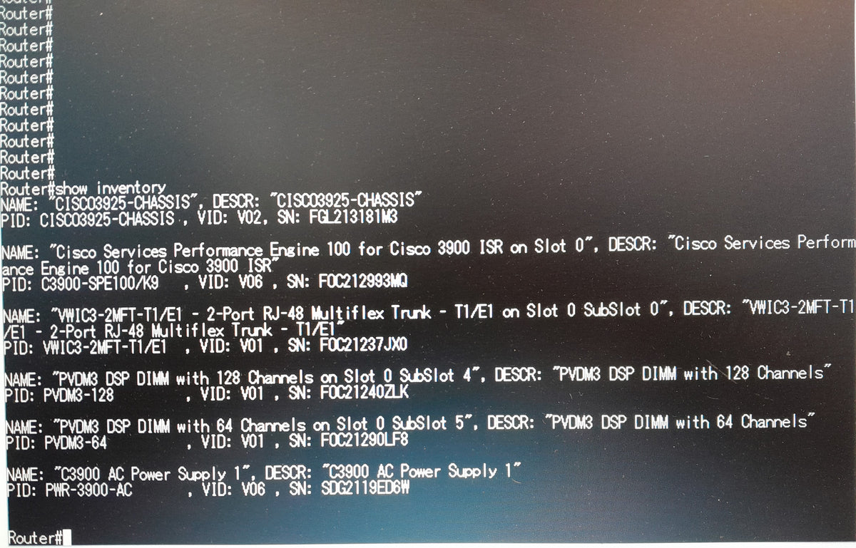 Cisco 3925 Unified Voice ISR Bundle w/ SPE100 - Dual PWR AC - VWIC3-2MFT - 192-Ch DSP