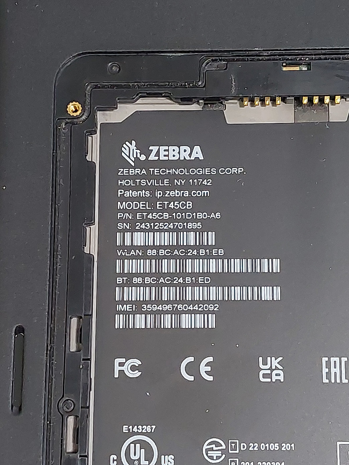 Zebra ET45CB-101D1B0-A6 ET45CB Android 13 64GB Rugged Tablet Barcode Scanner