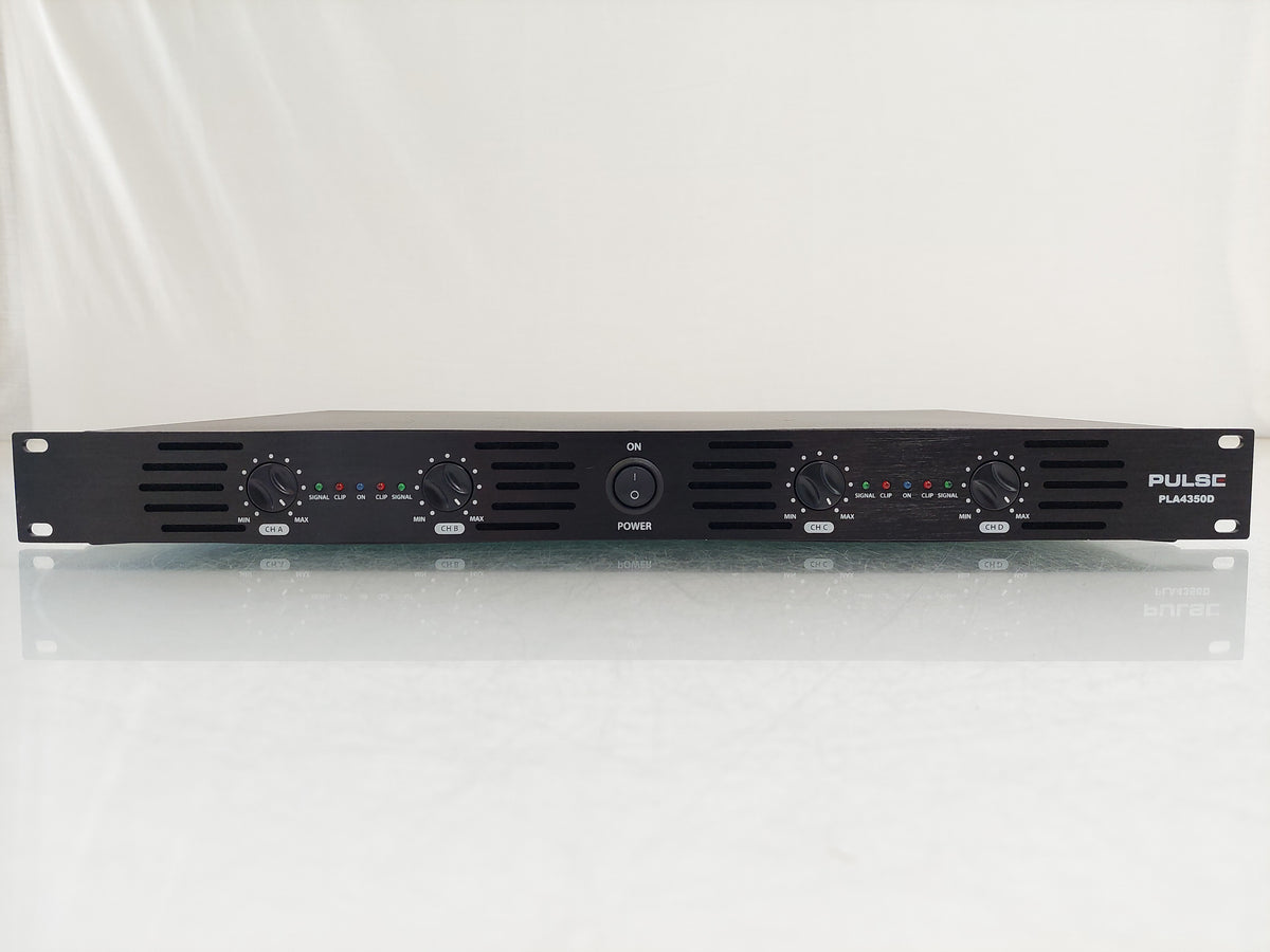 Pulse PLA4350D 19″ 1U 4 Channel Class-D Audio Power Amplifier, 4x350W RMS