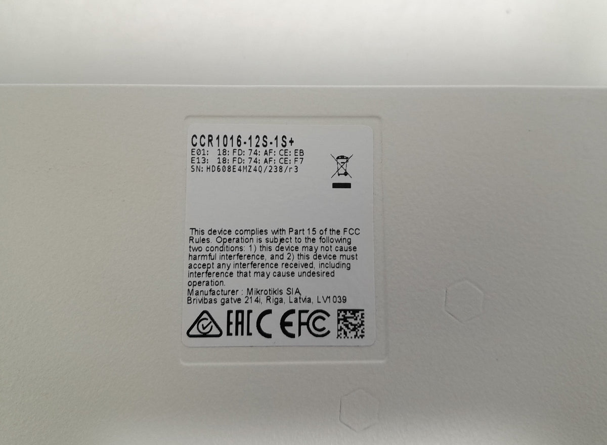 MikroTik Cloud Core Router CCR1016-12S-1S+