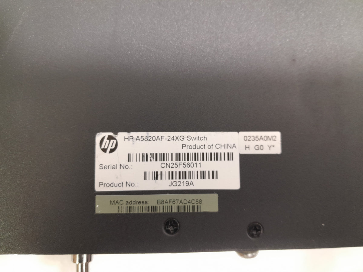 HPE FlexFabric 5820AF-24XG 24-Port 10G SFP+ Layer 3 Managed Switch (JG219A / JG219B)