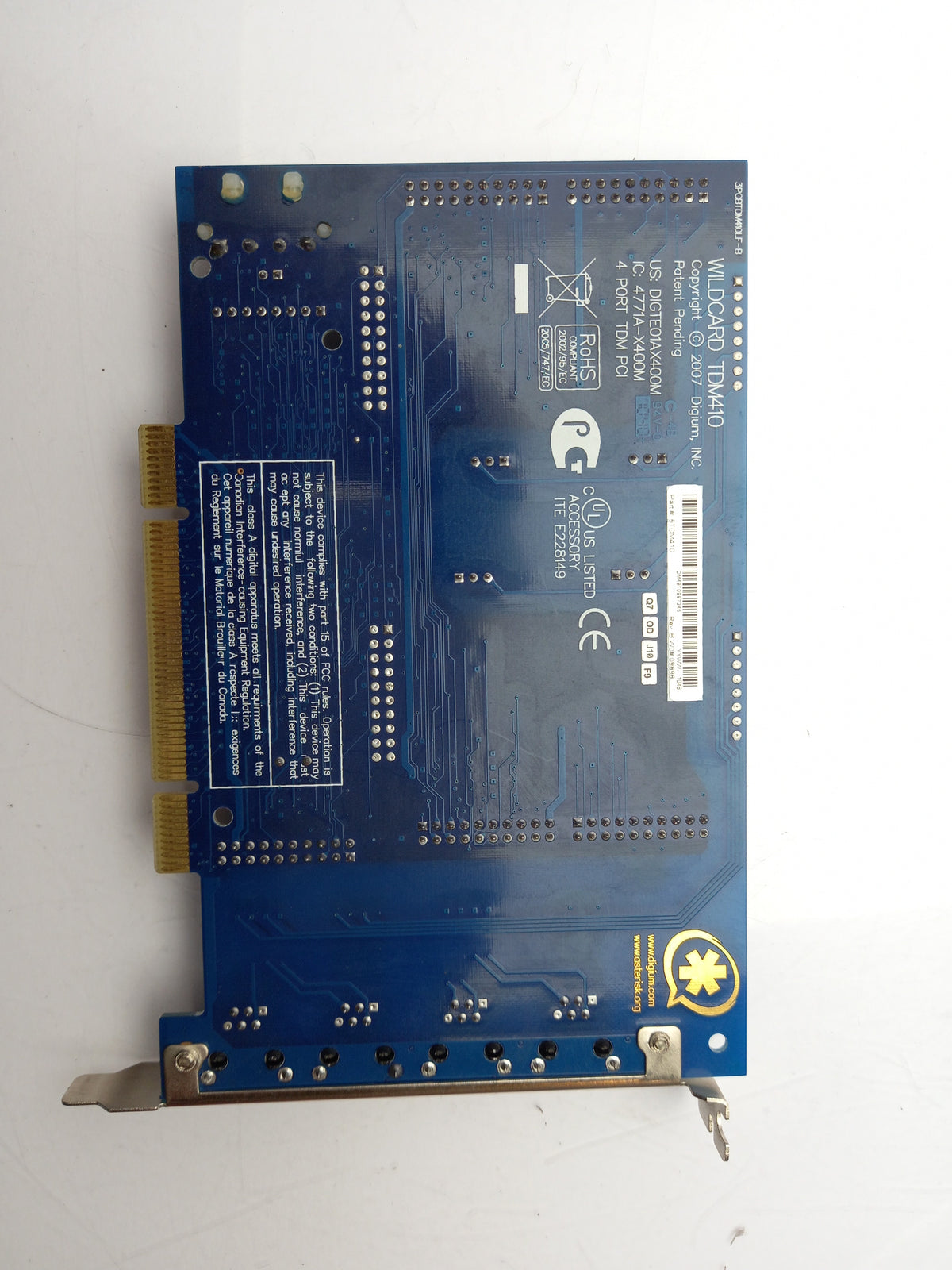 Digium Wildcard TDM410 4-Port RJ-11 Analog PCI Telephony Card