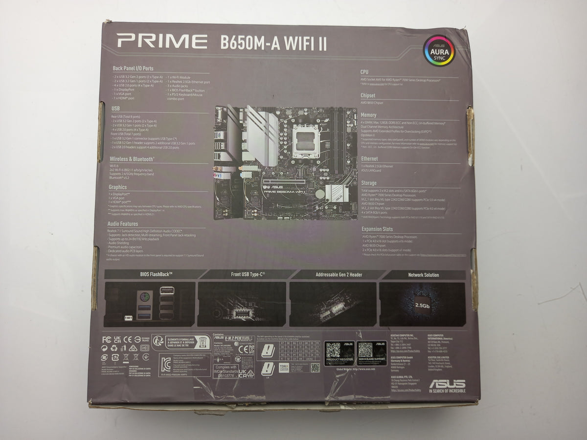 ASUS PRIME B650M-A WIFI II Socket AM5 DDR5 M-ATX Motherboard - Faulty