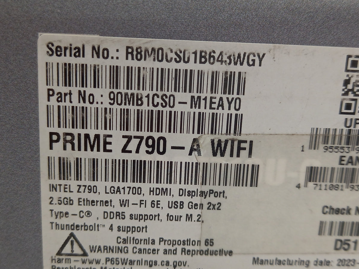 ASUS PRIME Z790-A WIFI Socket LGA170 0DDR5 ATX Motherboard 90MB1CS0-M1EAY0 - Faulty