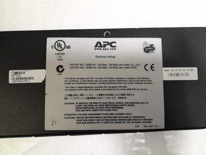 APC AP7920B 8 Port Switched 1U Rack PDU With Rackmounts