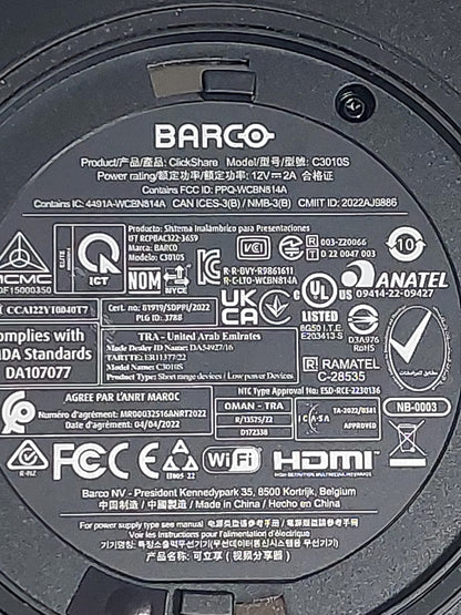 Barco ClickShare C3010S Gen2 Wireless Presentation Base Unit PSU Only