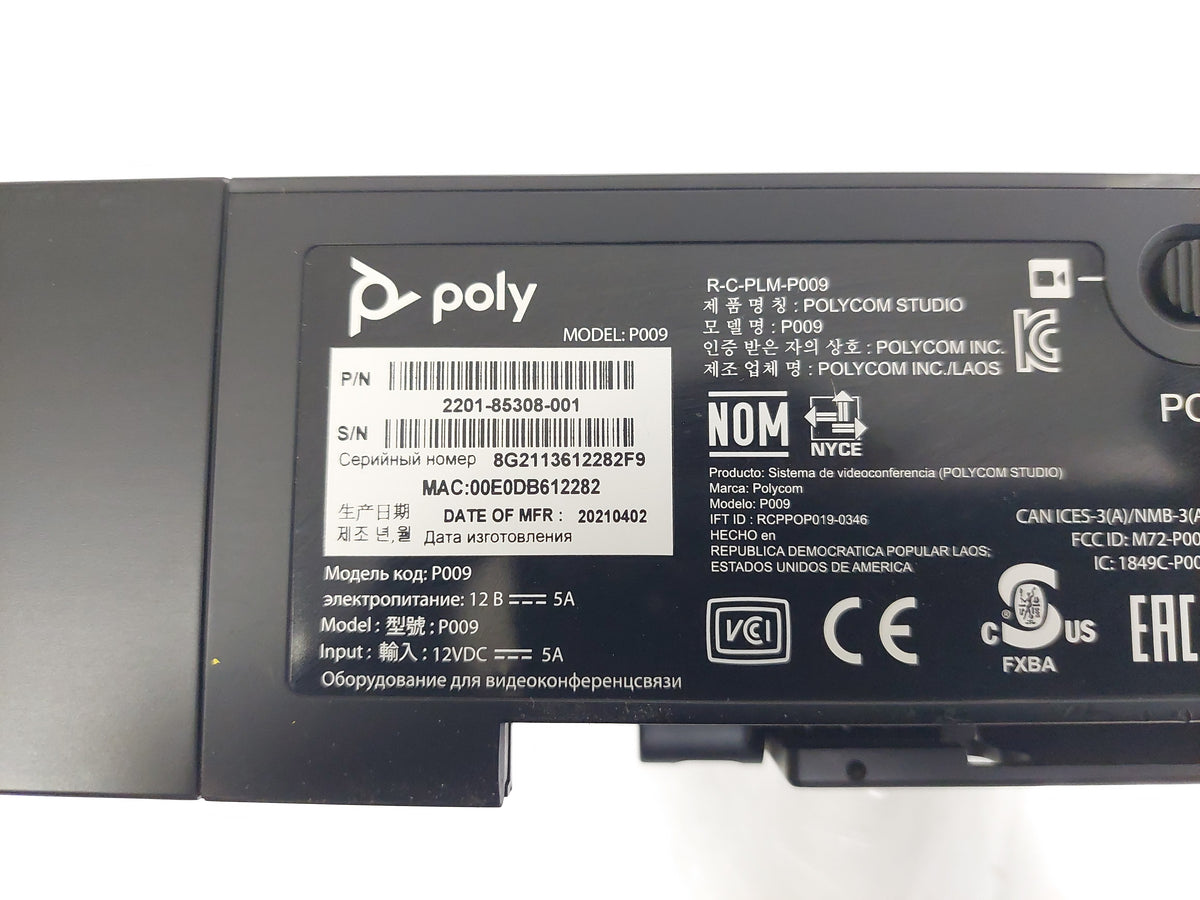 Poly Studio P009 4K USB Video Conference Bar Camera Speaker Mic No Stand