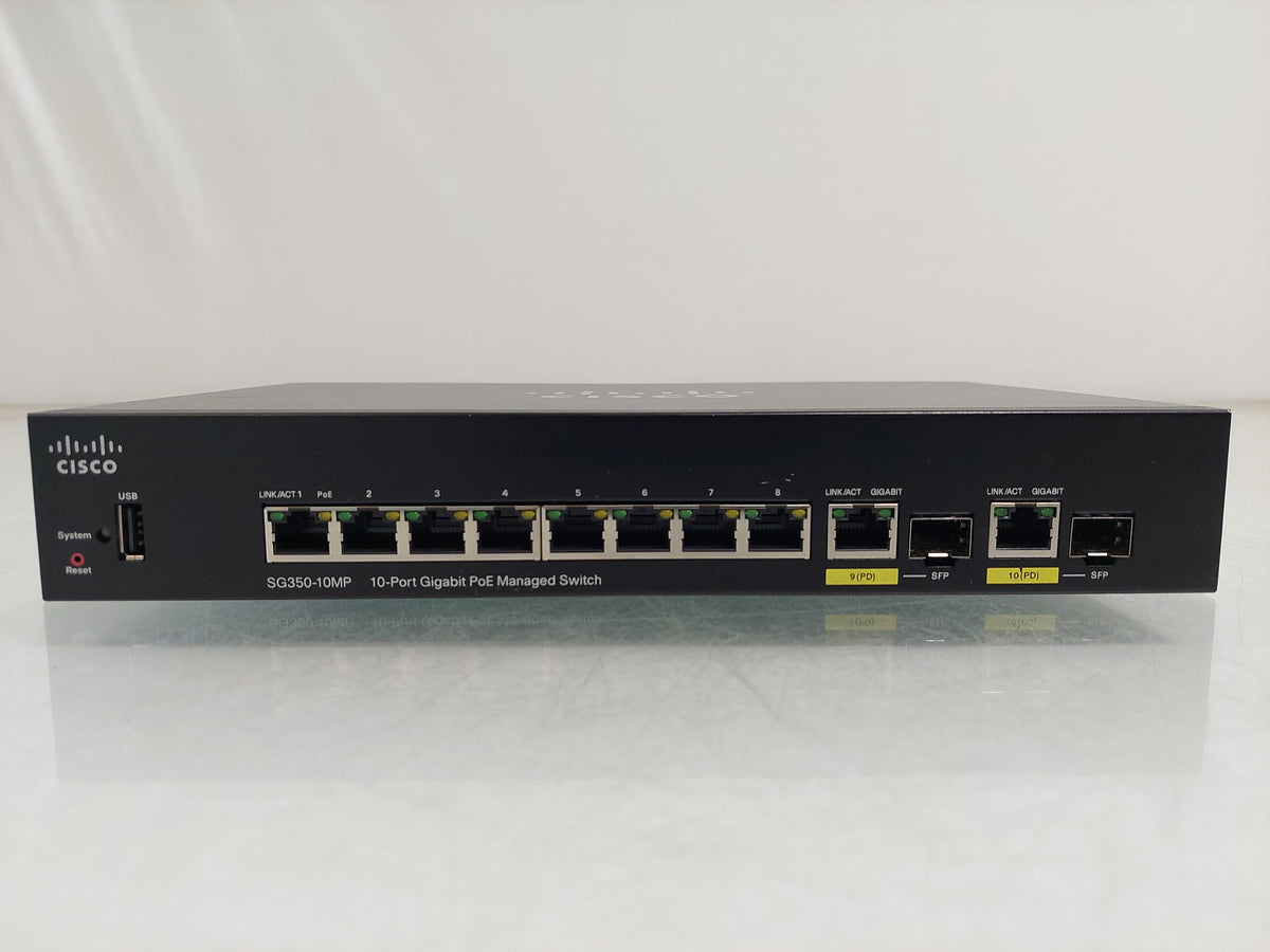 Cisco SG350-10MP 10-Port Gigabit PoE+ Managed Switch 124W SFP