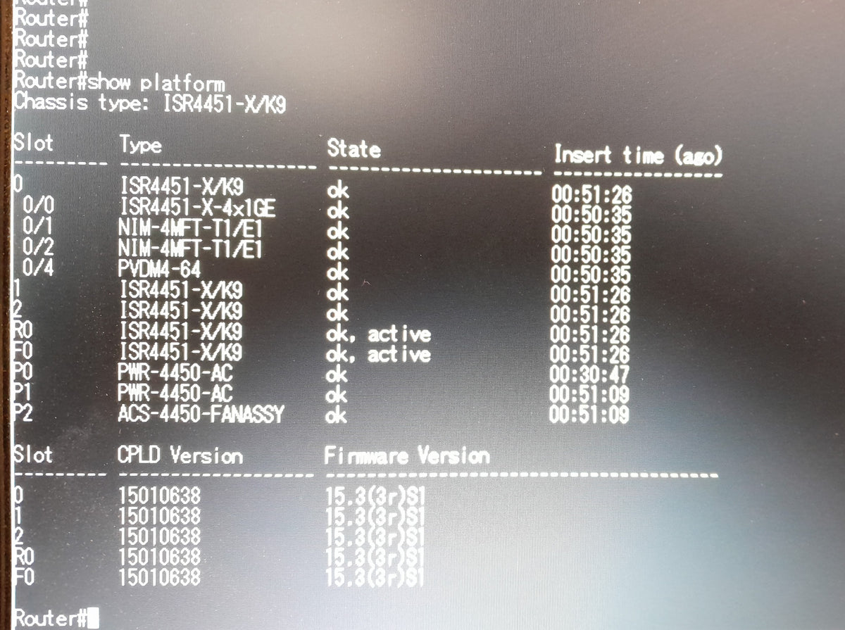 Cisco ISR4451-X/K9 V04 Router 2x NIM-4MFT-T1/E1 Voice WAN Modules